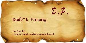Deák Patony névjegykártya