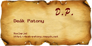 Deák Patony névjegykártya